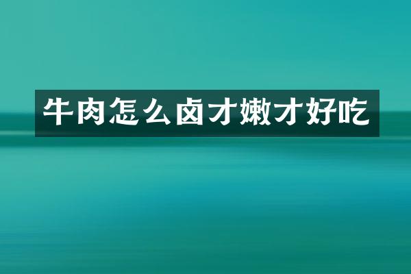 牛肉怎么卤才嫩才好吃