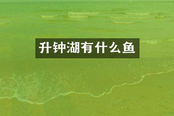 升钟湖有什么鱼