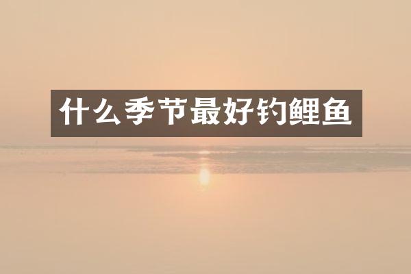 什么季节最好钓鲤鱼