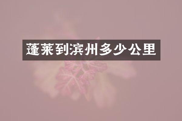 蓬莱到滨州多少公里