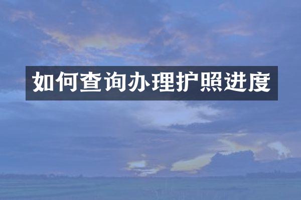 如何查询办理护照进度