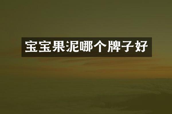 宝宝果泥哪个牌子好