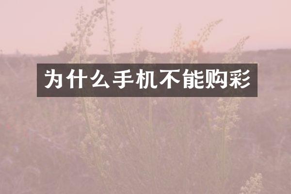 为什么手机不能购彩