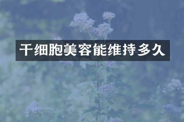 干细胞美容能维持多久