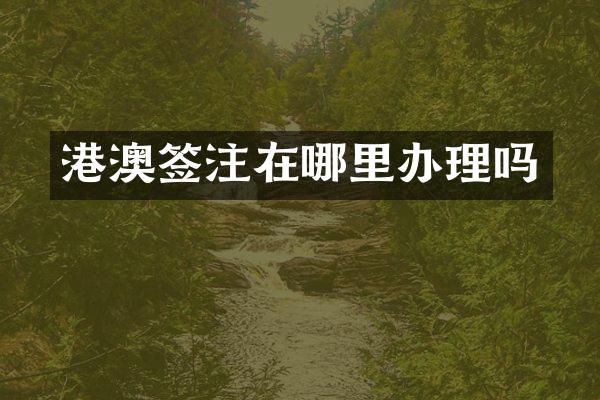 港澳签注在哪里办理吗