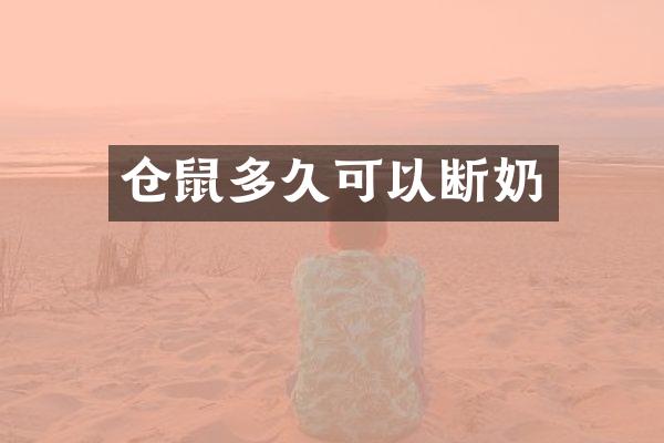 仓鼠多久可以断奶