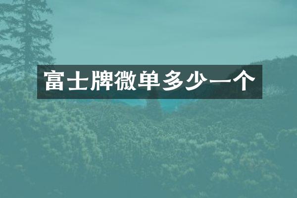 富士牌微单多少一个