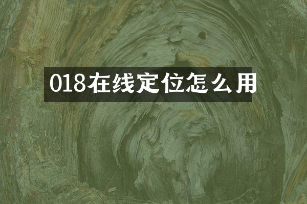 018在线定位怎么用