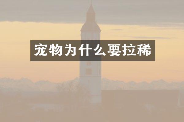 宠物为什么要拉稀