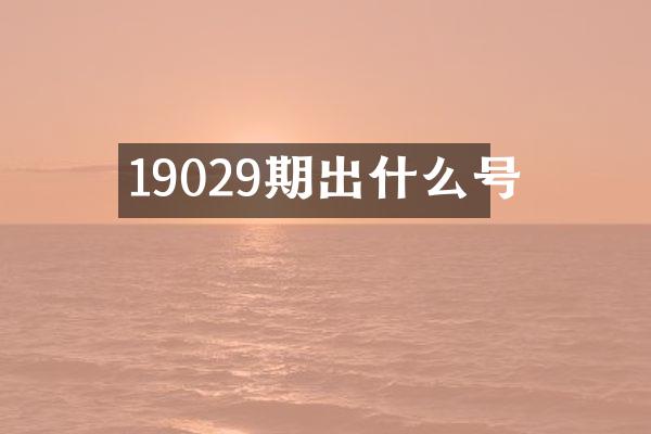 19029期出什么号