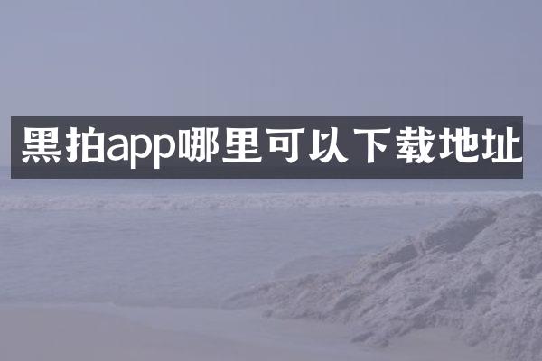 黑拍app哪里可以下载地址