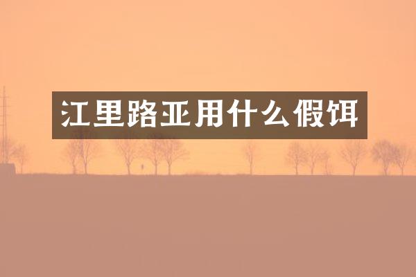 江里路亚用什么假饵
