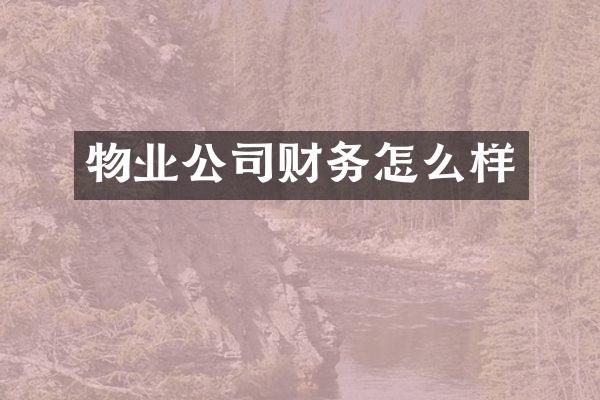 物业公司财务怎么样