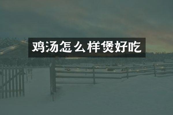 鸡汤怎么样煲好吃