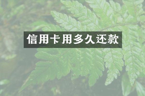 信用卡用多久还款