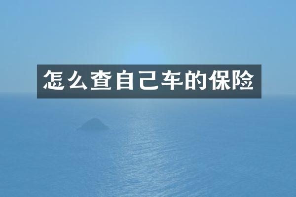 怎么查自己车的保险