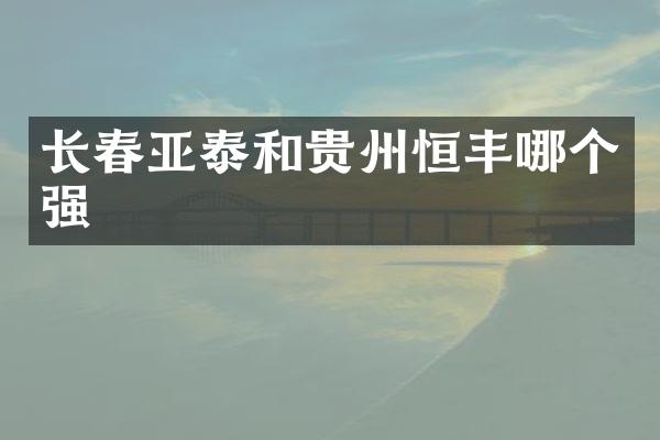 长春亚泰和贵州恒丰哪个强