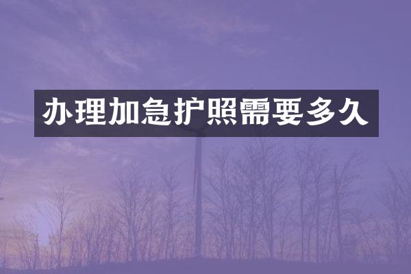 办理加急护照需要多久