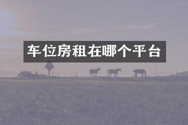 车位房租在哪个平台