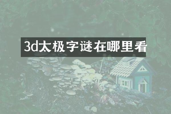 3d太极字谜在哪里看