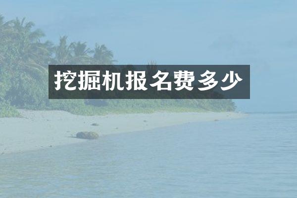 挖掘机报名费多少