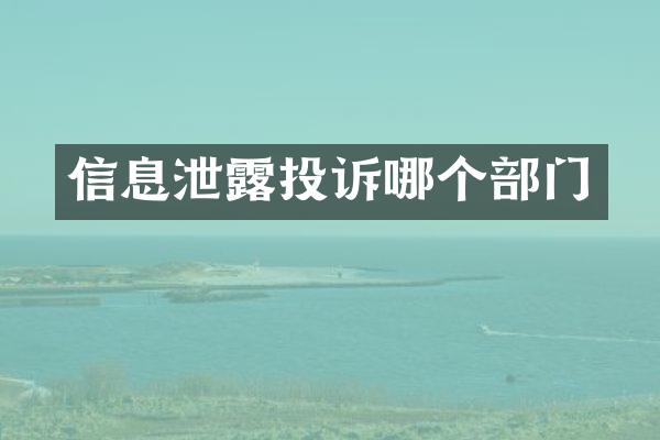 信息泄露投诉哪个部门