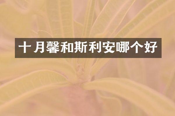 十月馨和斯利安哪个好