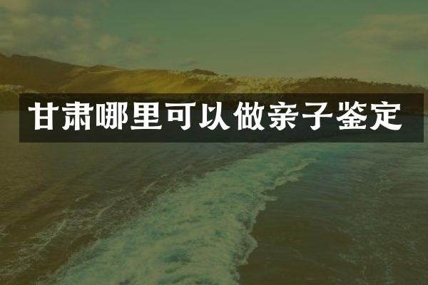 甘肃哪里可以做亲子鉴定