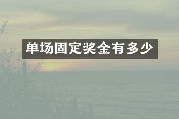 单场固定奖金有多少