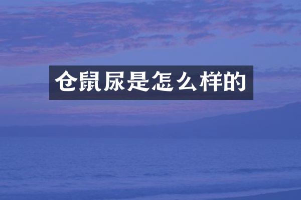 仓鼠尿是怎么样的