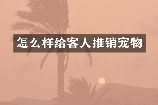 怎么样给客人推销宠物