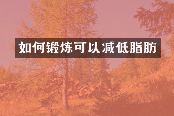 如何锻炼可以减低脂肪