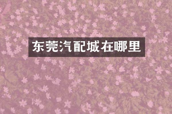 东莞汽配城在哪里