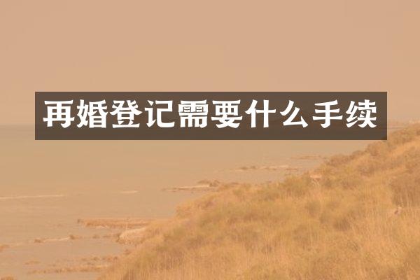 再婚登记需要什么手续
