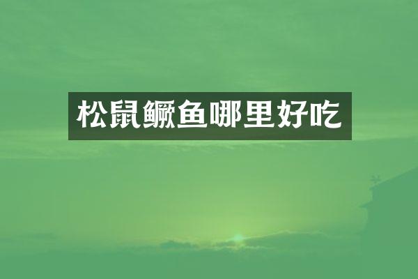松鼠鳜鱼哪里好吃
