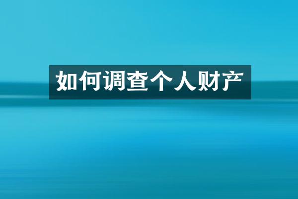 如何调查个人财产