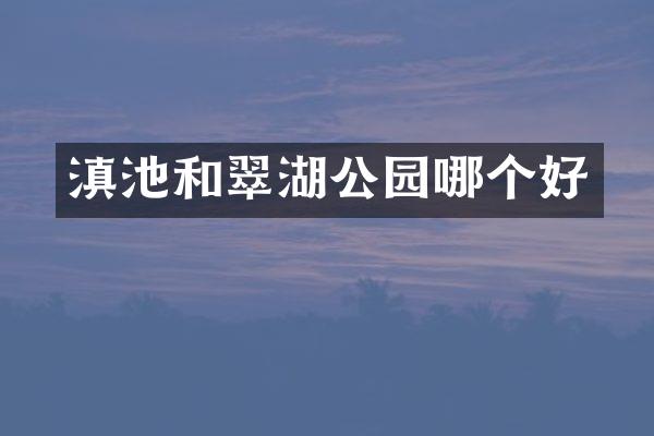 滇池和翠湖公园哪个好