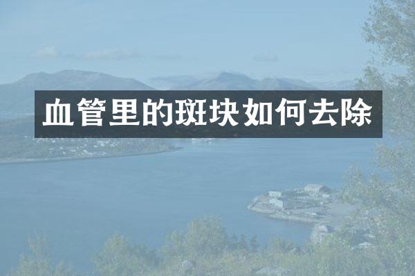 血管里的斑块如何去除