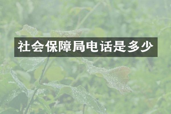 社会保障局电话是多少