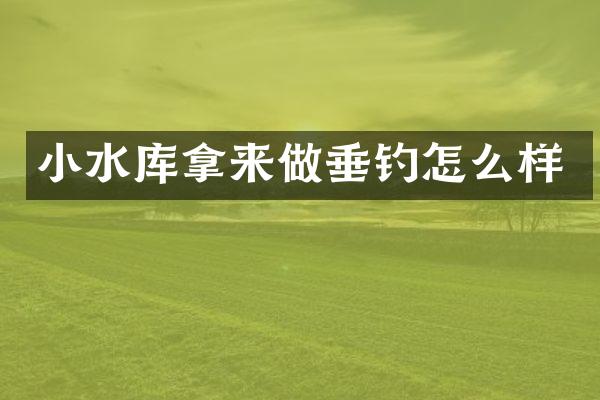 小水库拿来做垂钓怎么样