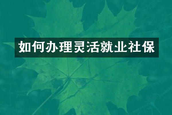 如何办理灵活就业社保