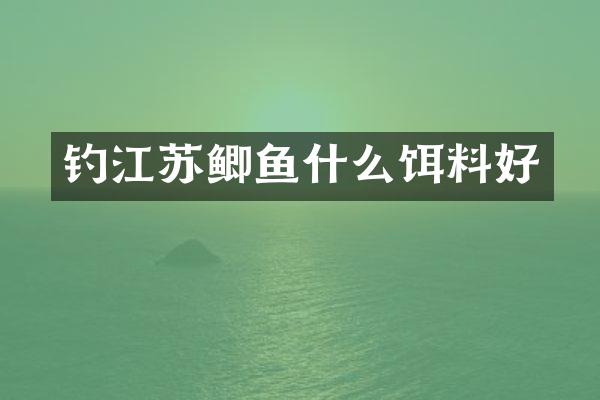 钓江苏鲫鱼什么饵料好