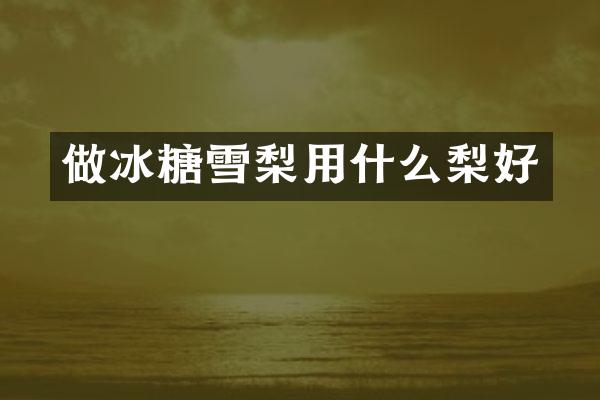 做冰糖雪梨用什么梨好