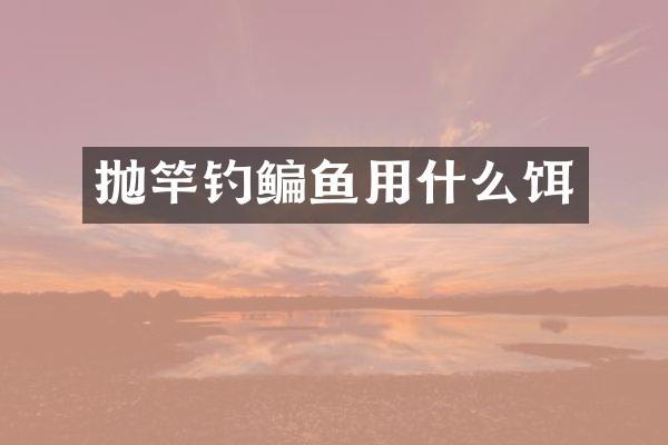 抛竿钓鳊鱼用什么饵