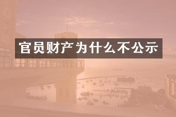 官员财产为什么不公示