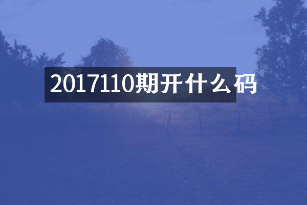 2017110期开什么码