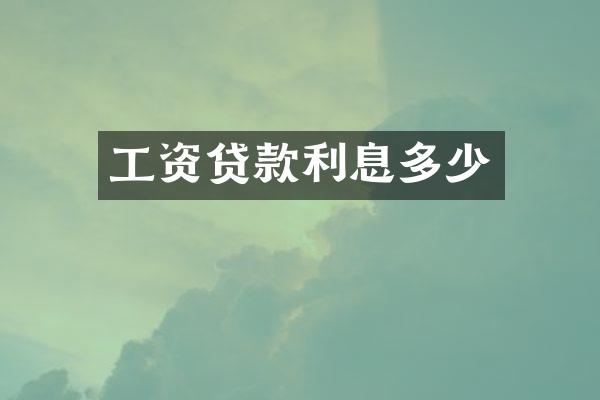 工资贷款利息多少