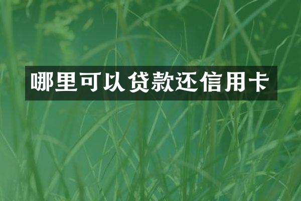 哪里可以贷款还信用卡