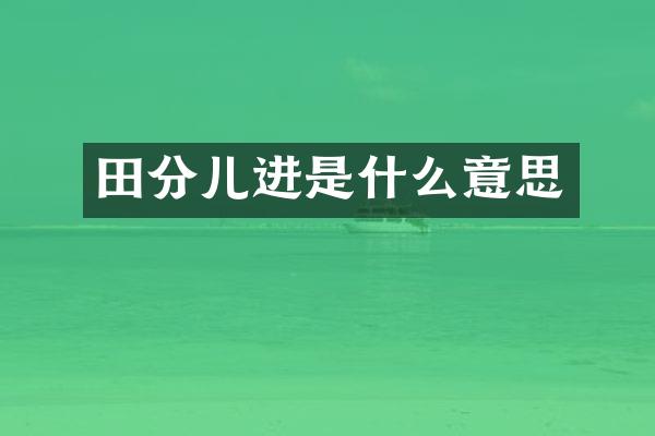 田分儿进是什么意思