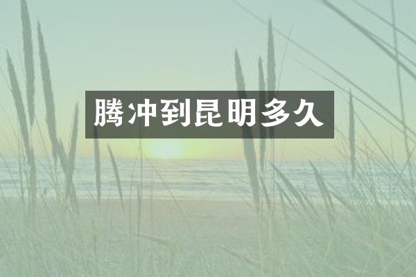 腾冲到昆明多久